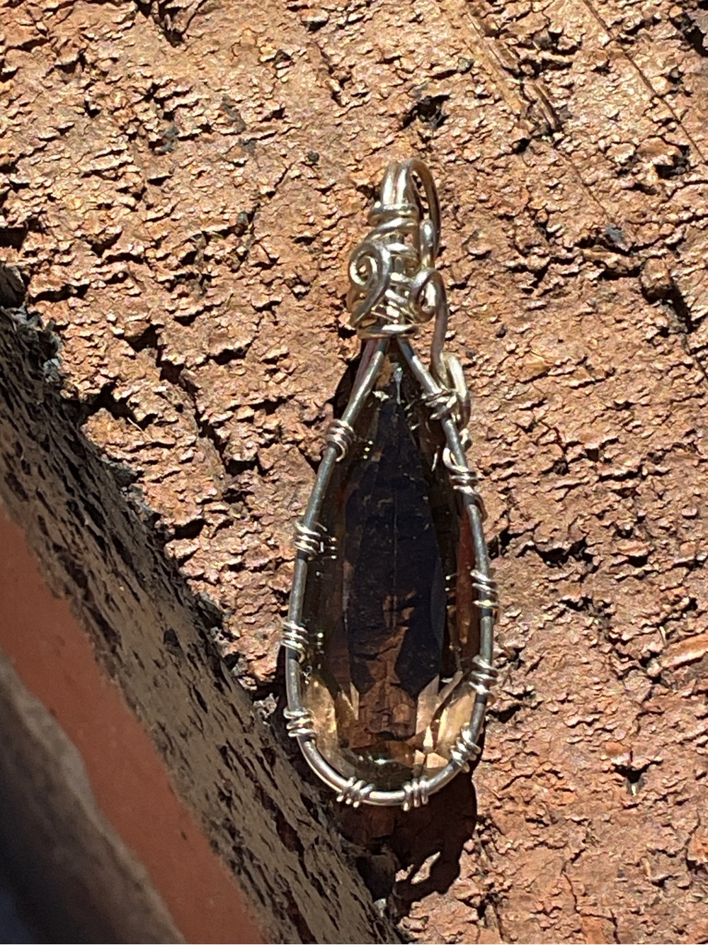 Smokey Quartz Wire Wrap .925 Silver Pendant